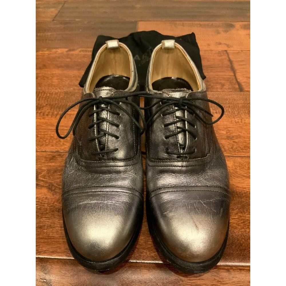 Sartori Gold Handmade Silver Lace-Up Oxfords Shoes, Size 7 (US), 37 (IT)